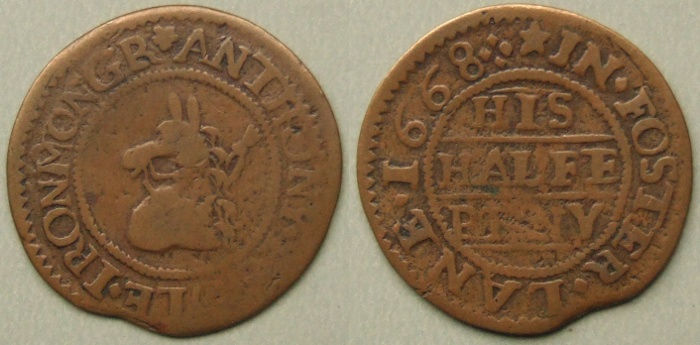 Foster Lane, Anthony Poole 1668 halfpenny